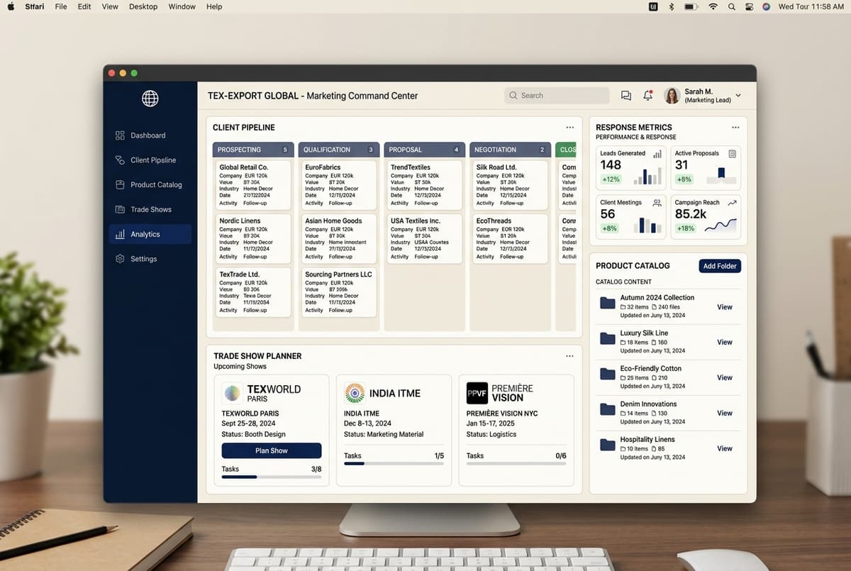 RJT Marketing Command Center Interface Dashboard Mockup